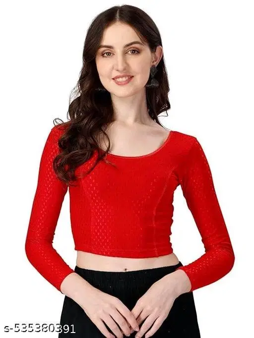 Lycra Ready Made Blouse for Women, Red (36)