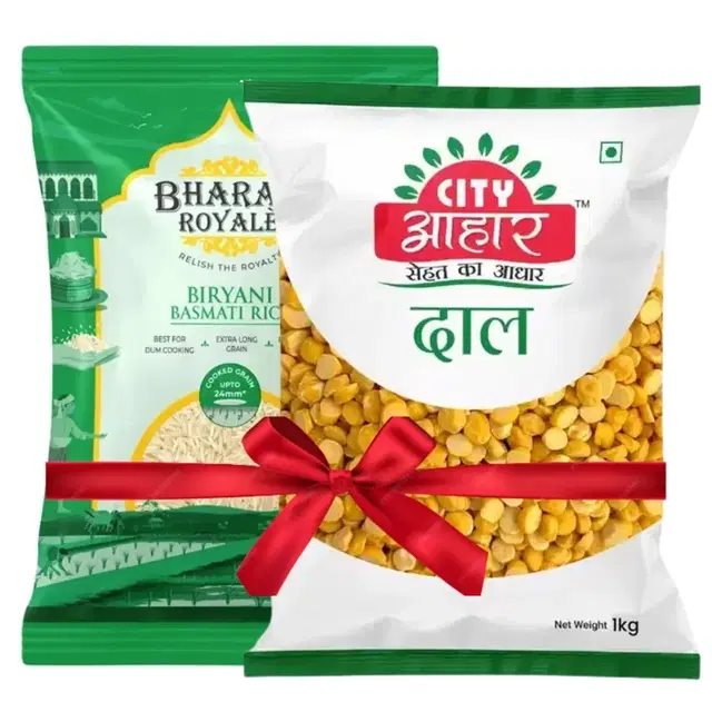 Bharat Royale Biryani Basmati Rice 900 g + City Aahar Chana Dal 1 kg