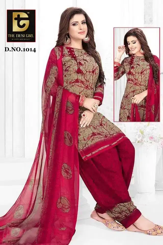 Synthetic Unstitched Dress Material for Women & Girls (Maroon)
