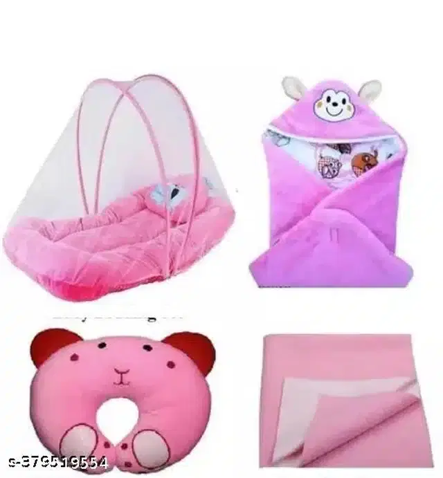 Combo of Baby Sleeping Set, Pink, Set of 4