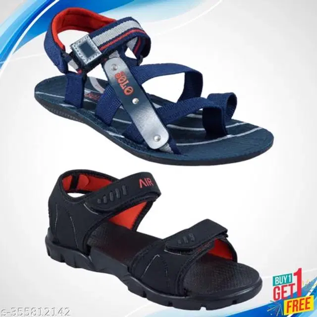 Sandals for Men, Pack of 2 (Multicolor, 6)