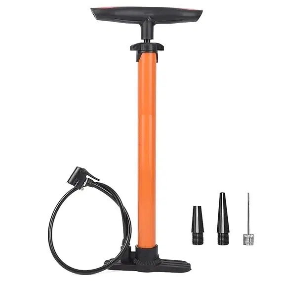 Plastic Bicycle Pump, Orange & Black