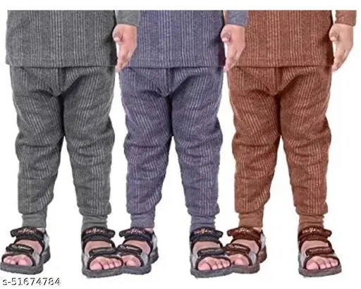 Woolen Thermal Bottomwear for Kids, Pack of 3 (Multicolor, 0-3 Months)