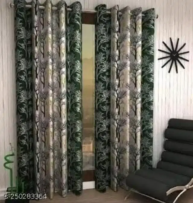 Curtains for Door, Green, 7 Feet, Pack of 2