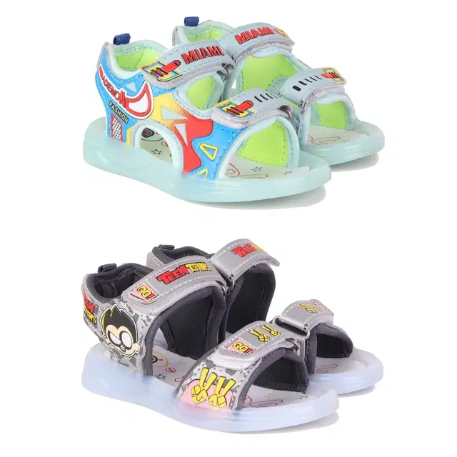 Sandals for Kids, Pack of 2 (Multicolor, 7 C)