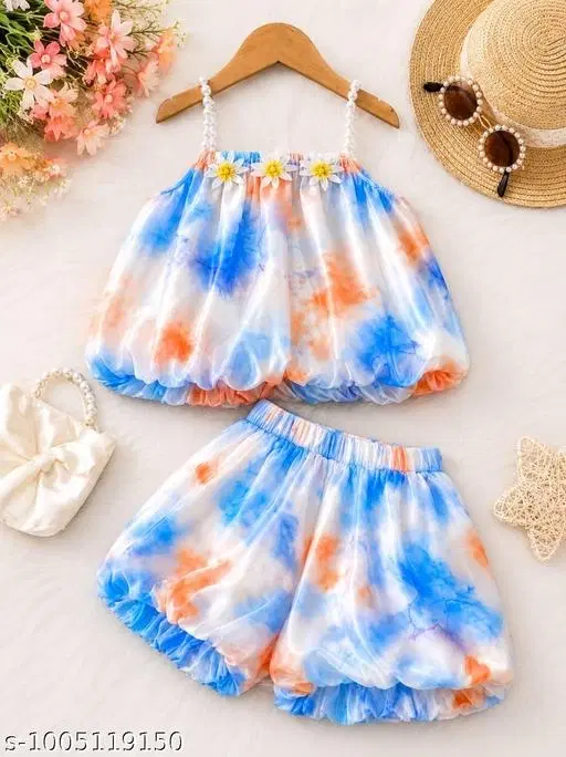 Silk Blend Clothing Set for Girls (Multicolor, 2-4 Months)