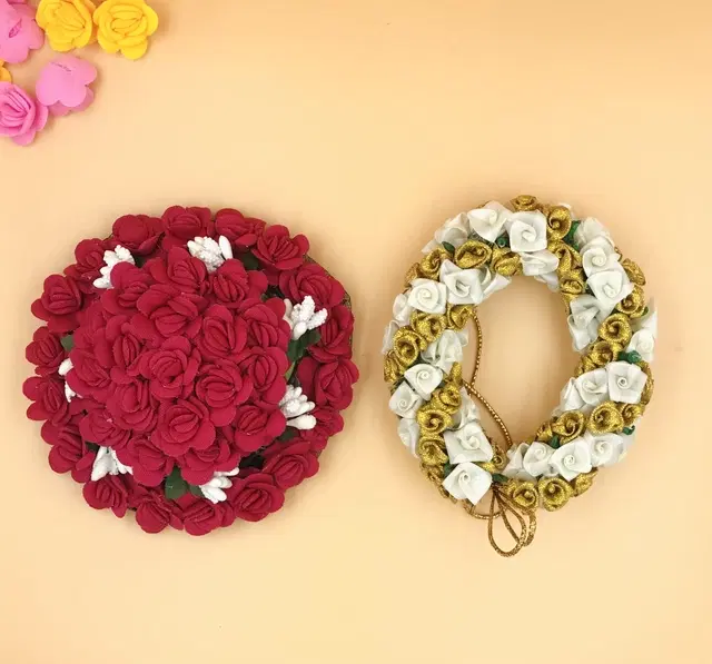Artificial Flower Reusable Handcrafted Gajra for Women, Pack of 2 (Multicolor)