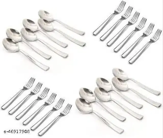 12 Pcs Spoons & 12 Pcs Forks, Silver, Set of 2