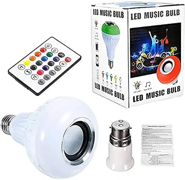 Color Changing LED Music Smart Bulb with Bluetooth Speaker, Multicolor