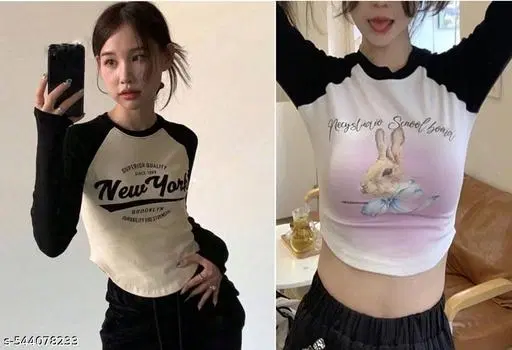 Cotton Blend Top for Women, Beige, Pack of 2 (XS)