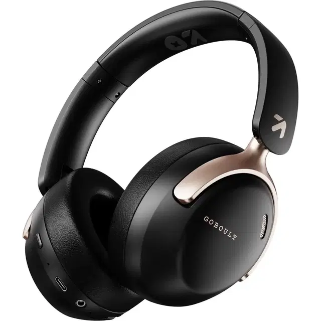 Goboult Soniq 70Hrs Battery, 40mm Drivers, Enc Mic, Foldable Design Bluetooth & Wired Headset (Black, On The Ear)