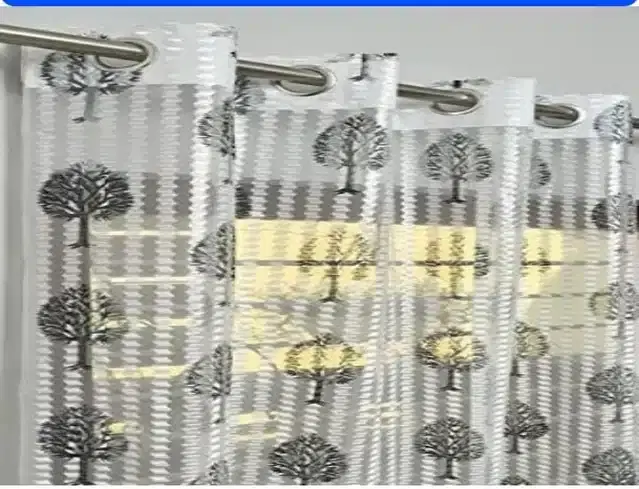 Semi Transparent Net Window Curtains, Pack of 2, Grey, 5 feet