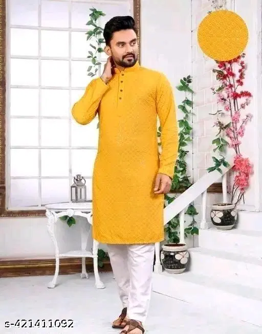 Rayon Embellished Kurta Set for Men (XXS)