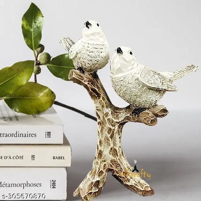 Resin Two Birds Decorative Showpiece, White