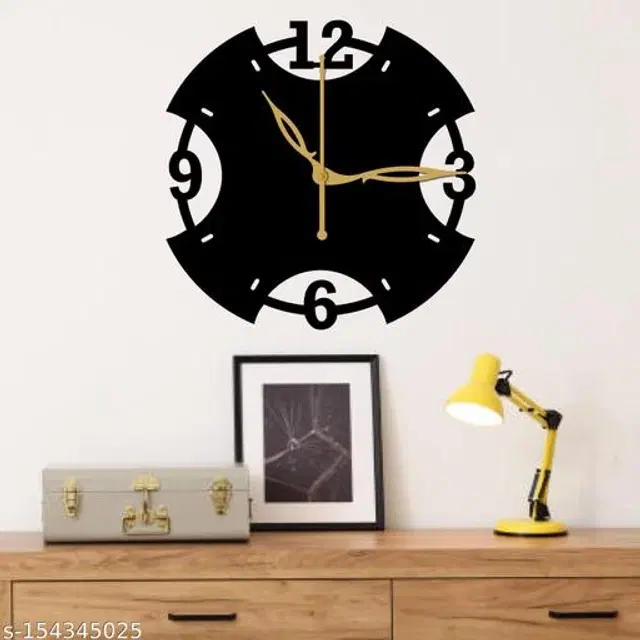 Wooden Wall Clock for Home, Black