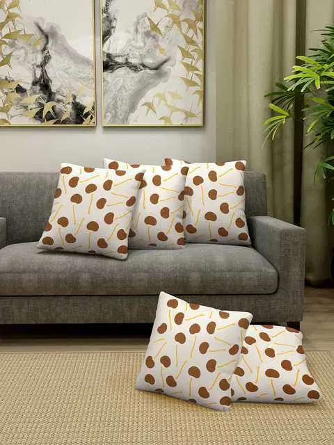 Klotthe Abstract Cotton Cushion Covers, Brown, 40X40 Cm, Set of 5, K-92