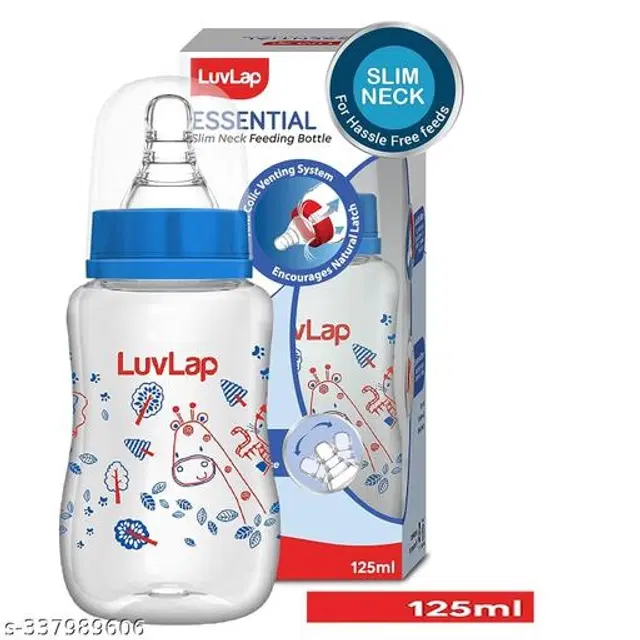 LuvLap Plastic Feeding Bottle for Baby, Multicolor, 125 ml