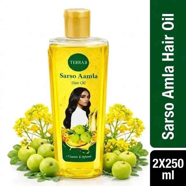 Terra 8 Sarso Amla Hair Oil Bottle 2X250 ml (Buy 1 Get 1 Free)