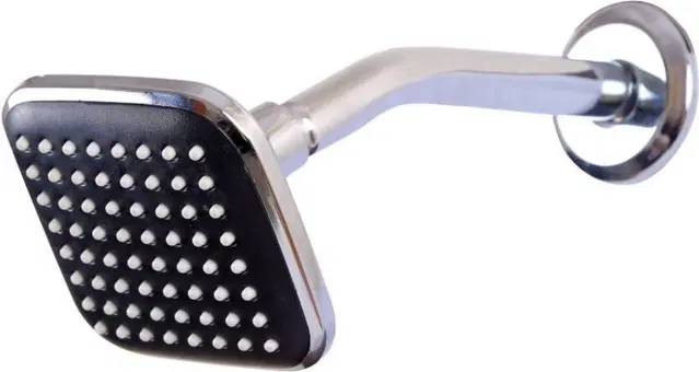 Stainless Steel High Pressure Shower Head, 4x4 inches with 9" Arm Shower Complete Set, Silver, Set of 1