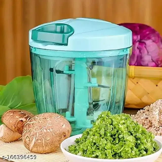 Plastic Manual Chopper, Aqua Blue & Transparent, 900 ml