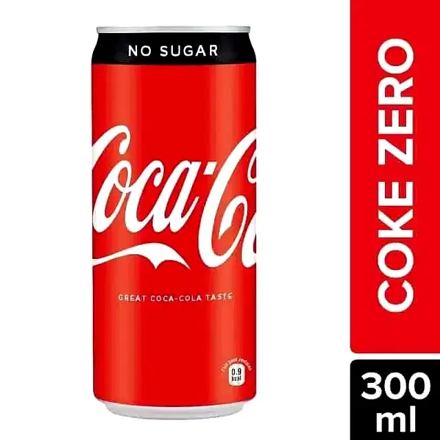 Coke Zero (No Sugar) Soft Drink, 300 ml (Can)