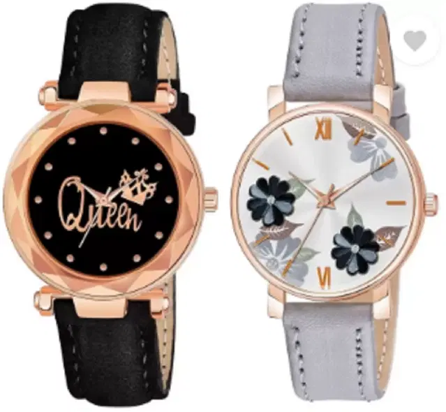 Analog Watch for Women & Girls, Pack of 2 (Multicolor)
