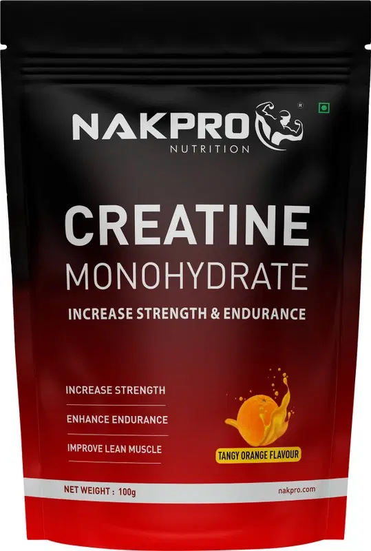 Nakpro Creatine Monohydrate Powder For Muscle Endurance & Recovery Creatine Creatine 100 g, Tangy Orange
