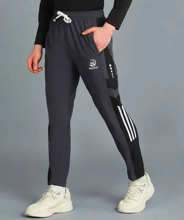 Cotton Blend Regural Fit Trackpant for Men, Black (M)