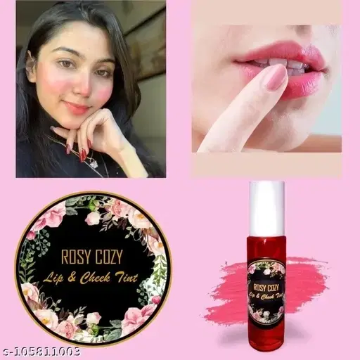Rozy Cozy Lip And Cheek Tint, Pink Plush For Women And Girls | 100% Organic With Pure & Natural Ingredients | Waterproof Long Lasting Lip & Cheek Tint Liquid Lip Tint Liquid Lip And Cheeck Tint