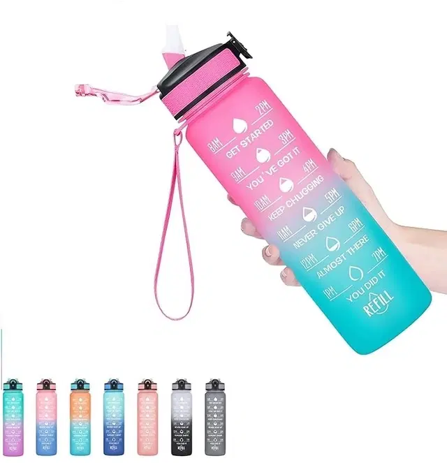 Silicone Sipper Water Bottle, Multicolor, 1000 ml