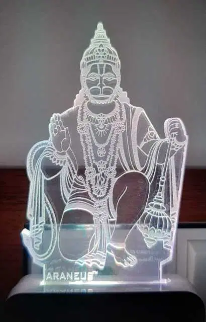 Unicept Lord Hanuman Ji In Ashirvad Mudra 3D Illusion LED 7 Color Changing Night Lamp, Multicolor, NE-32