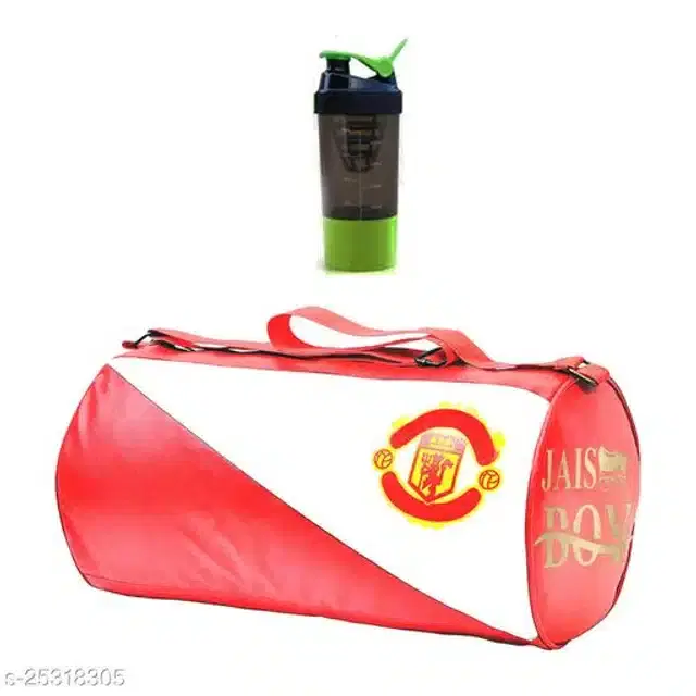 Combo of Gym Bag with Shaker Bottle, 400 ml, Multicolor, Set of 2