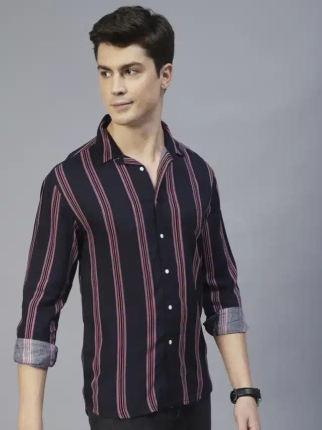Full Sleeves Shirt for Men (Navy Blue, S)