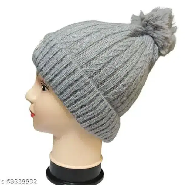 Woolen Cap for Women (Grey)