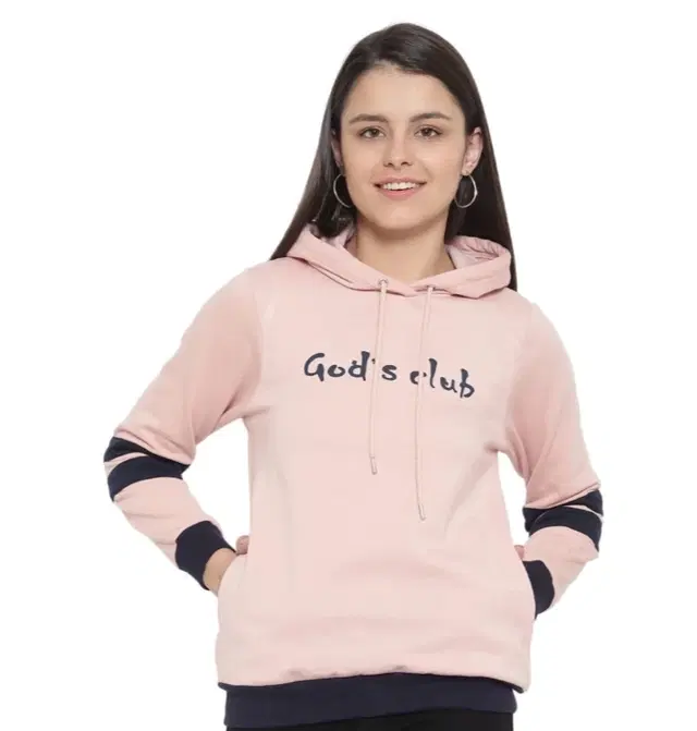 Women's Colorblock Sweatshirt Hoodie, Light Pink (L)