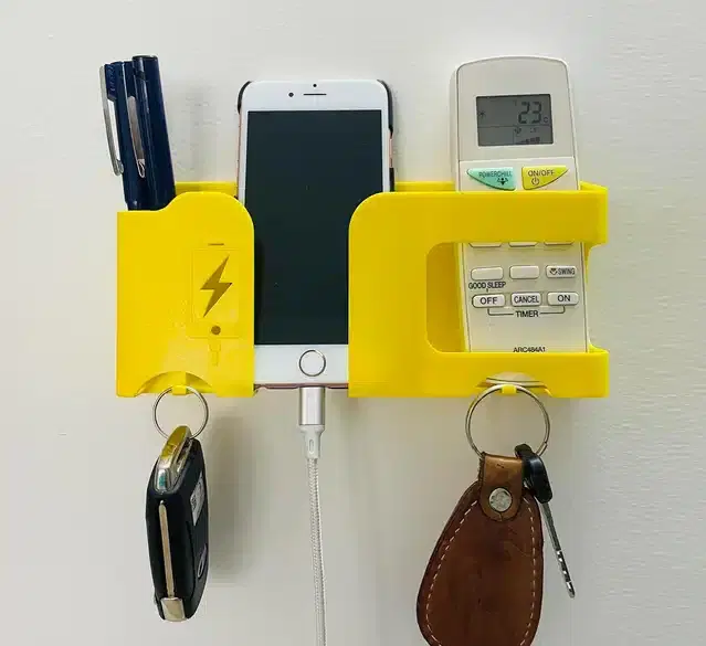 ABS Plastic Wall Mounted Multipurpose Mobile Holder, Yellow