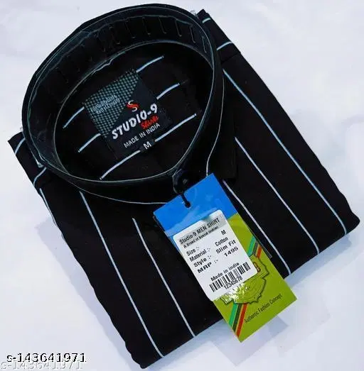 Cotton Blend Checked Shirt for Men, Black (XL) Pack of 1