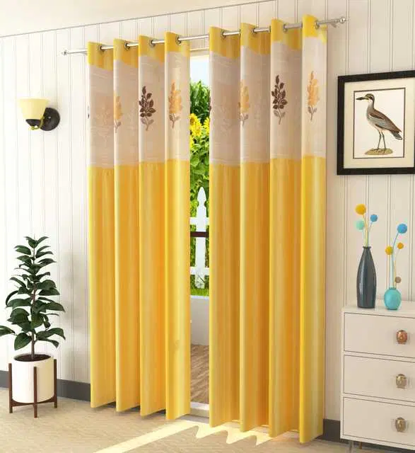 Homefab Polyester Curtains, Yellow, 5 Feet, HF-208