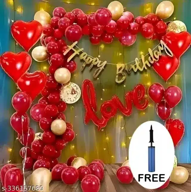 Plastic Party Decoration Kit, Red & Gold, Set of 38