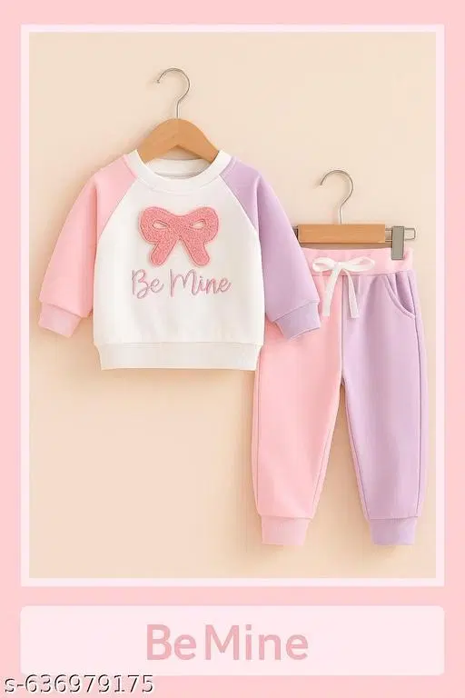 Hosiery Cotton Printed Clothing Set for Kids, Lavender & Pink (0-2 Months)