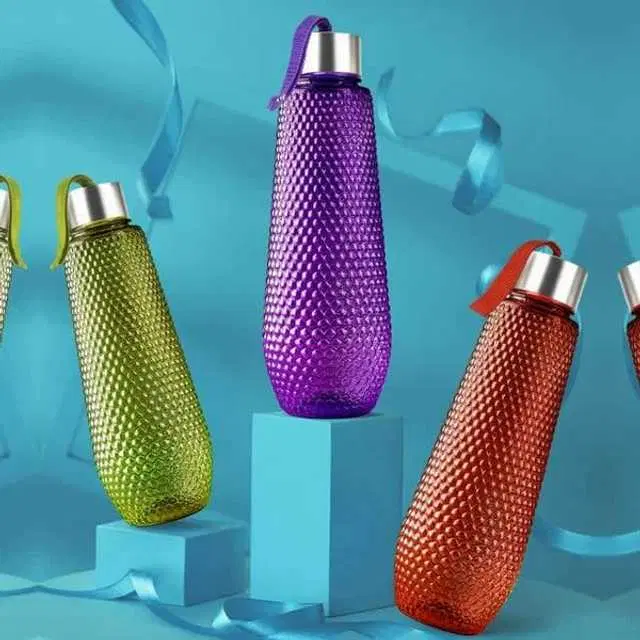 High Quality Food Grade Plastic Designer Water Bottles, Pack Of 3, Multicolor, 1000 ml, MSE-11