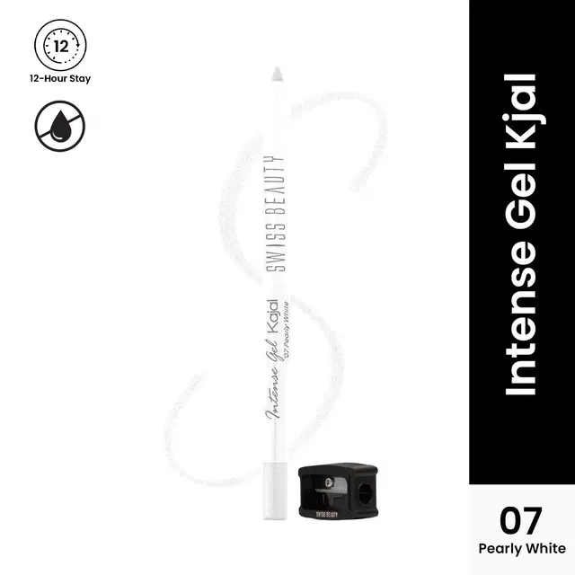 Swiss Beauty Intense Gel Kajal With Sharpener, Shade- Pearly White, 1.2 g