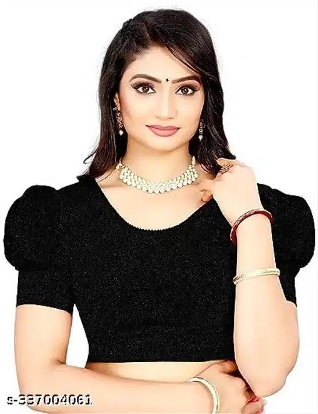 Half Sleeves Blouse for Women (Black, 26)
