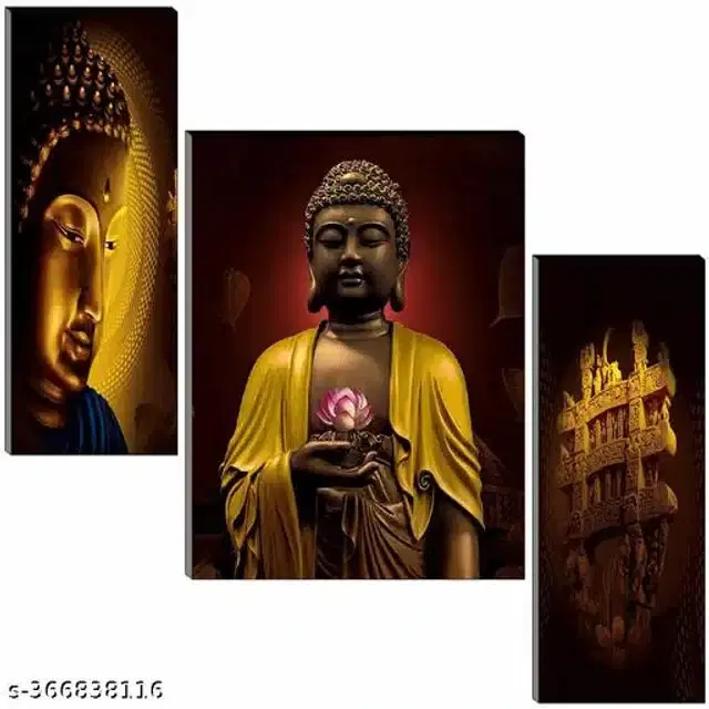 MDF Wooden UV Coated Digital Painitings, Multicolor, 12x18 inches, Pack of 3