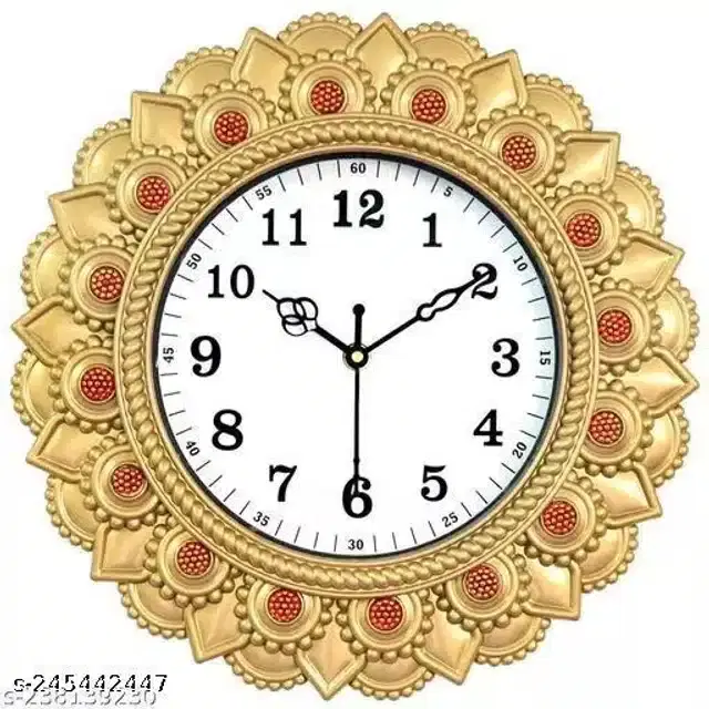 Designer Analog Wall Clock, Gold & White