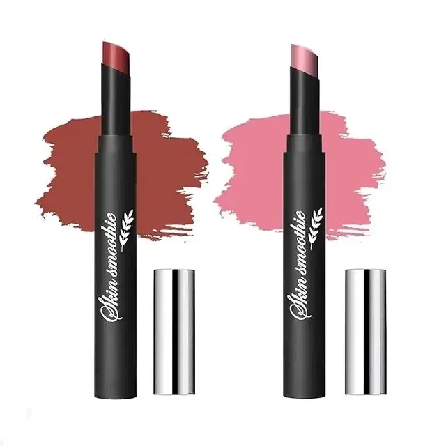 Skin Smoothie Lip Crayon Lipstick With Vitamin E & Avocado oil & Jojobal, Nude Brown & Berry, Pack Of 2