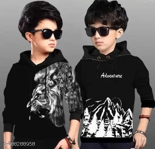 Cotton Clothing Set for Boys, Black, Pack of 2 (2-3 Years)