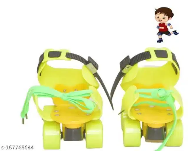 Adjustable Roller Skates for Kids, Yellow & Green