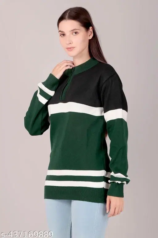 Acrylic Sweater for Women (Multicolor, L)