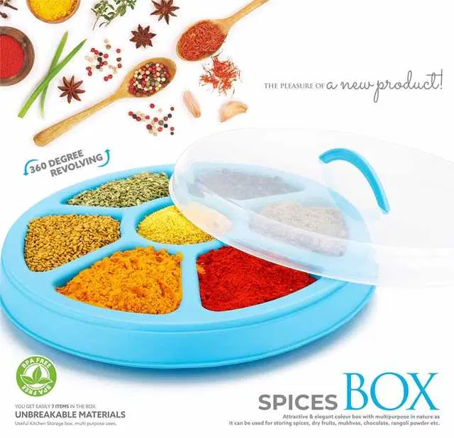 Revolving Plastic Spice Rack Masala Rack Spice Box Masala Box For Kitchen, Pack Of 1, R-024
